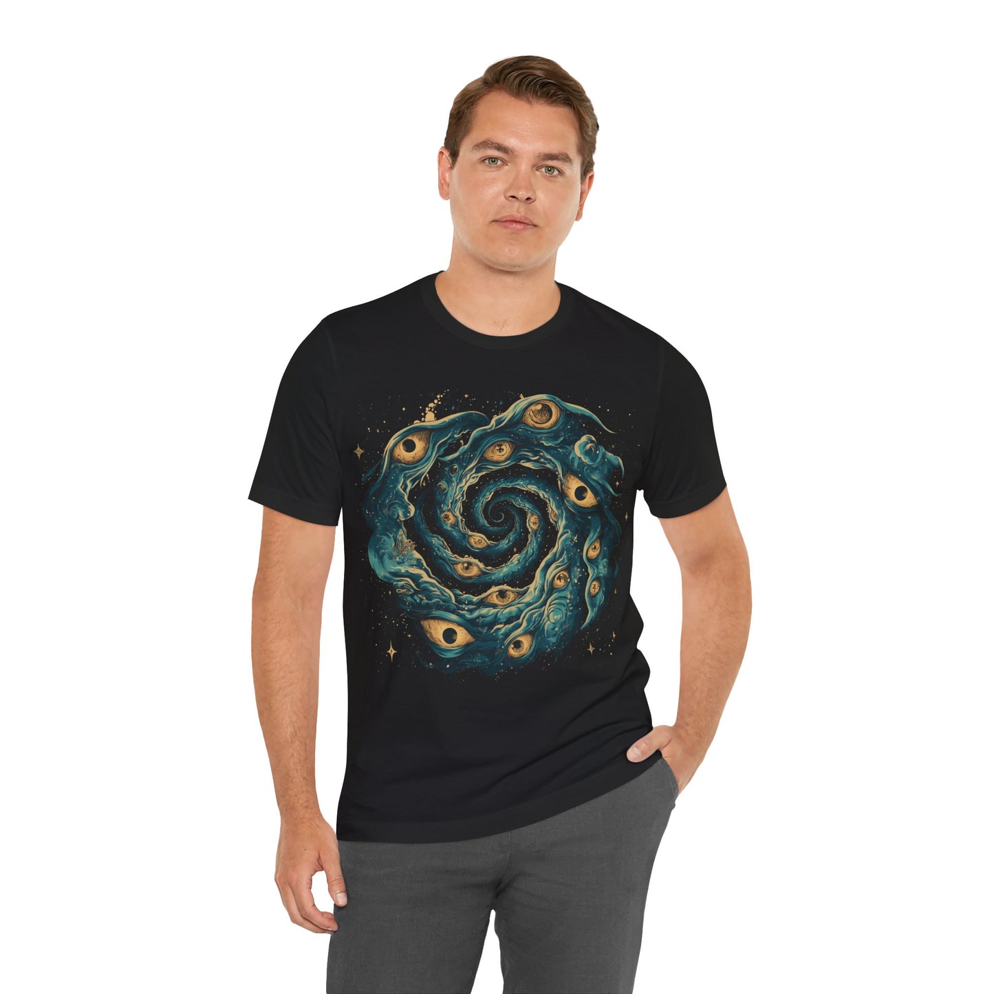 Cosmic Horror Swirl T-Shirt - Black Occult Eye Tee