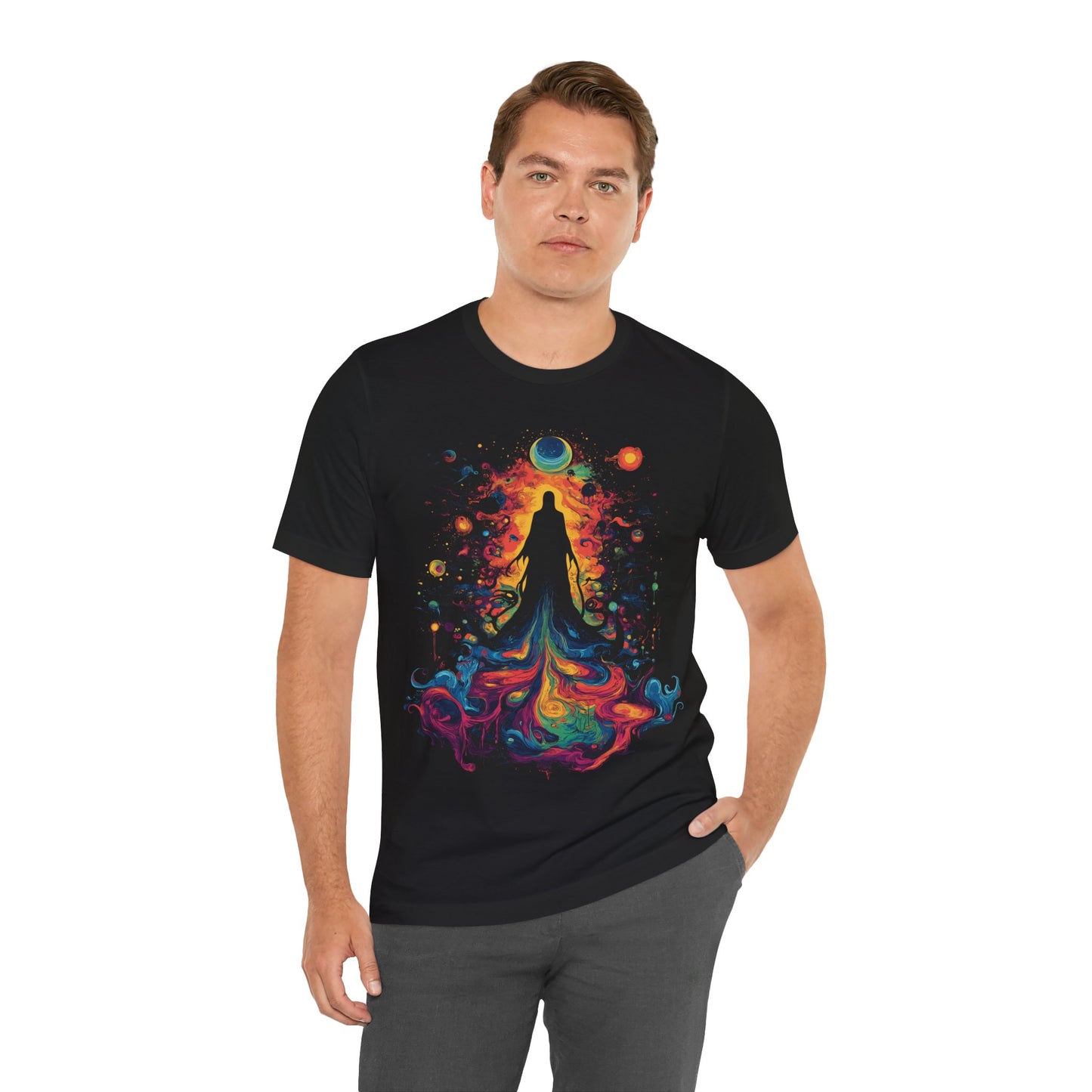 Galactic Goddess T-Shirt - Black Cosmic Art Tee