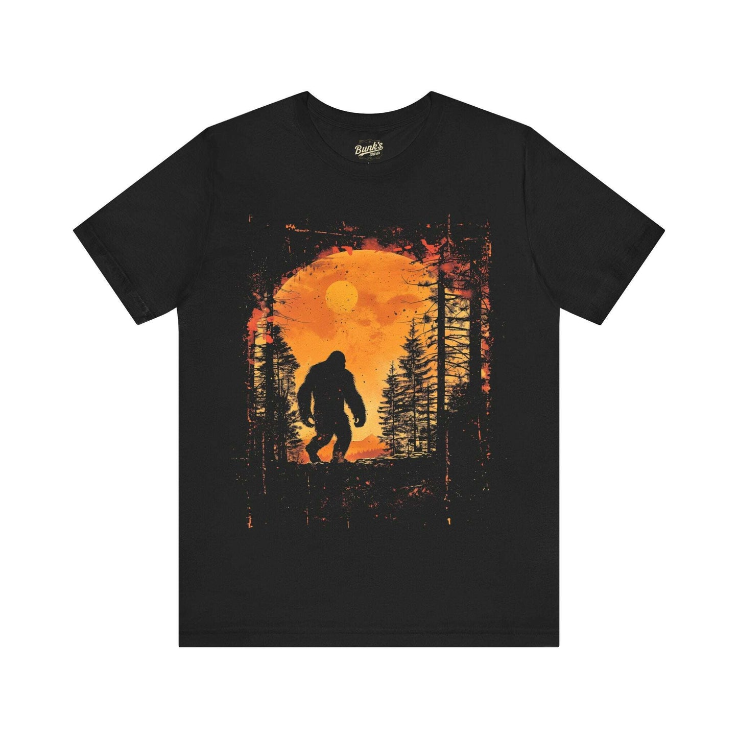 Bigfoot Silhouette Orange Moon - Bunk's Shirts