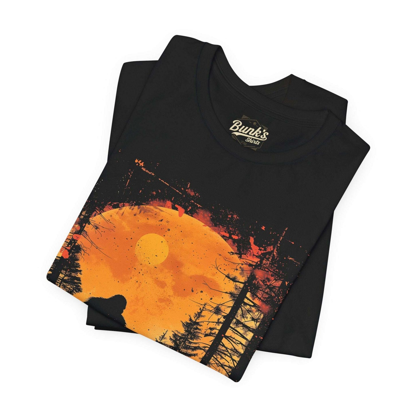 Bigfoot Silhouette Orange Moon - Bunk's Shirts