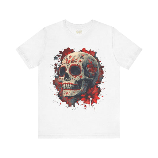 Crimson Calavera - Day of the Dead Floral Skull