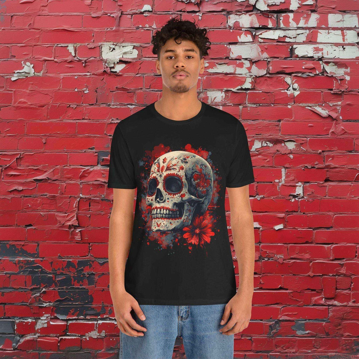 Crimson Calavera - Day of the Dead Floral Skull