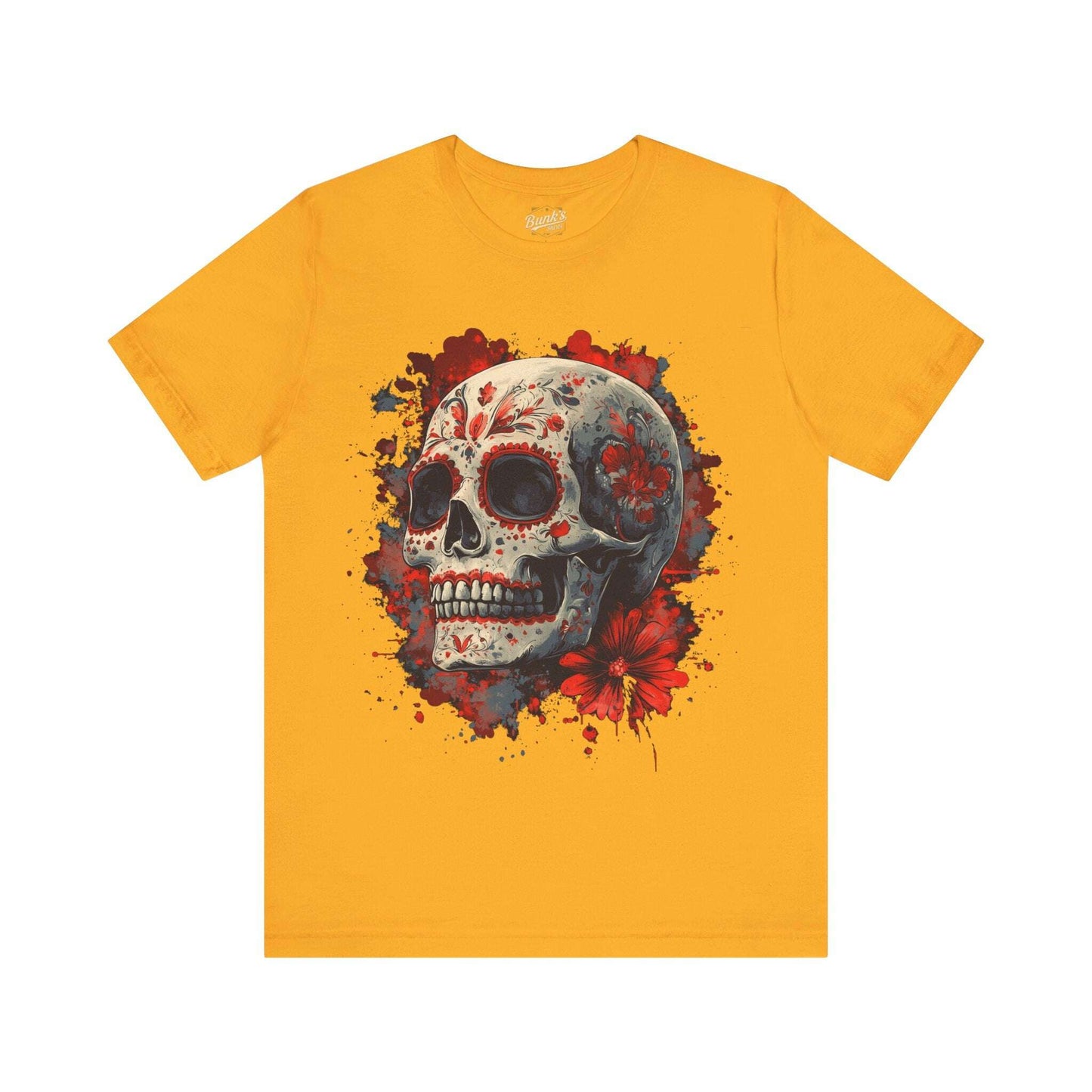 Crimson Calavera - Day of the Dead Floral Skull