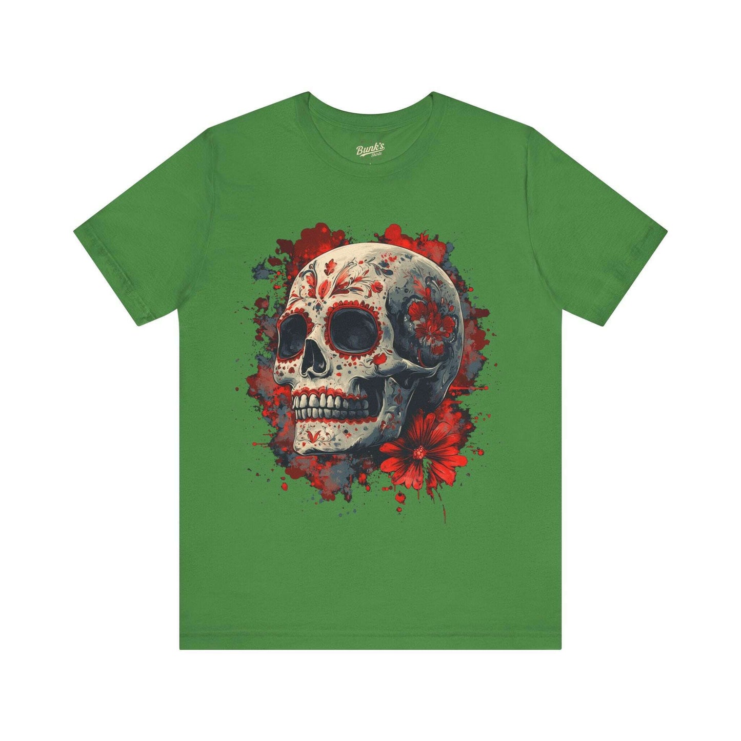 Crimson Calavera - Day of the Dead Floral Skull