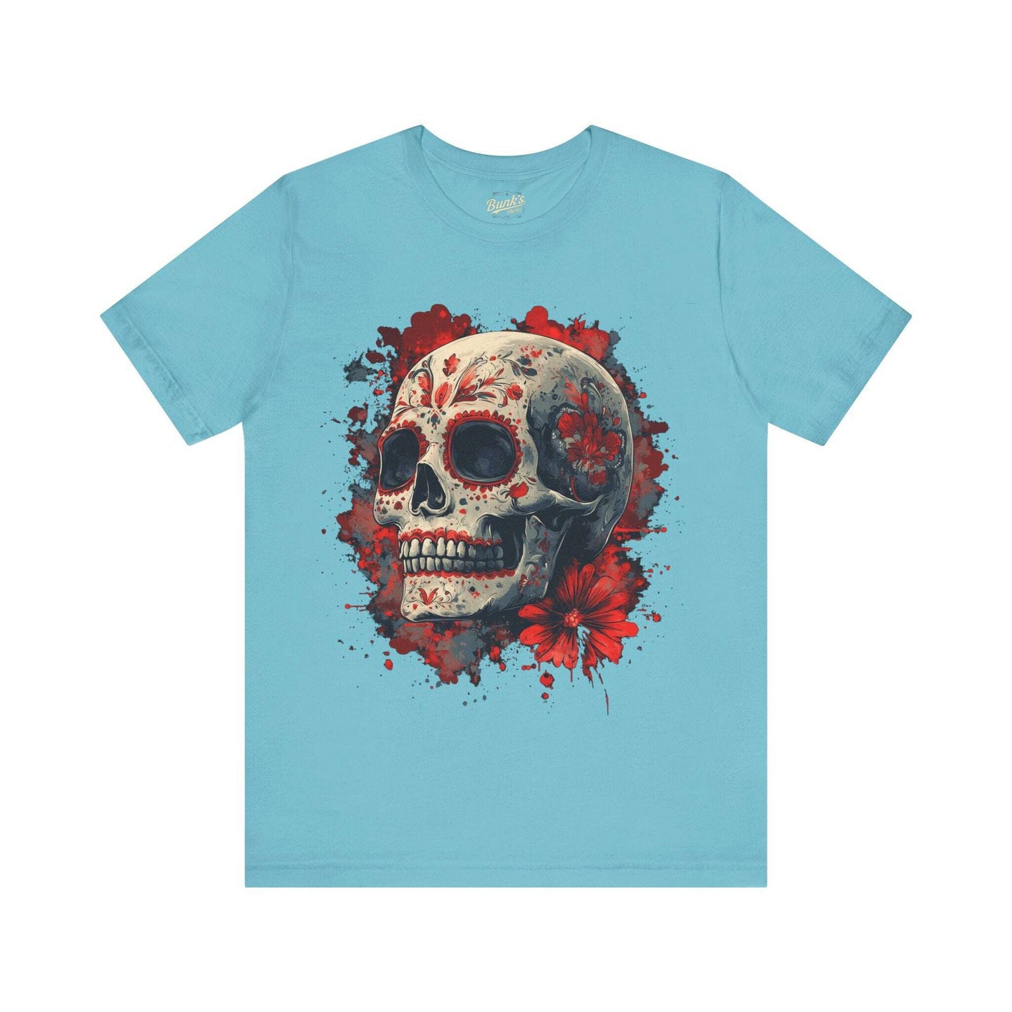 Crimson Calavera - Day of the Dead Floral Skull