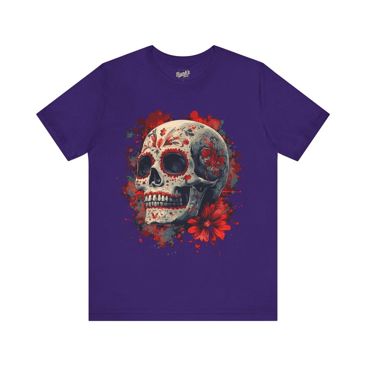 Crimson Calavera - Day of the Dead Floral Skull