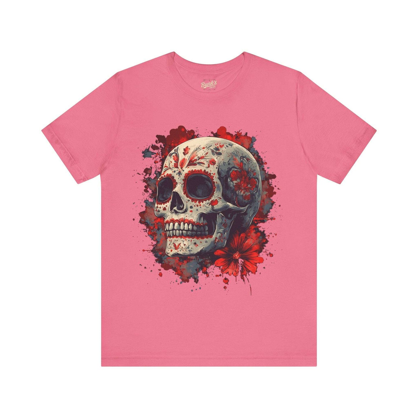 Crimson Calavera - Day of the Dead Floral Skull