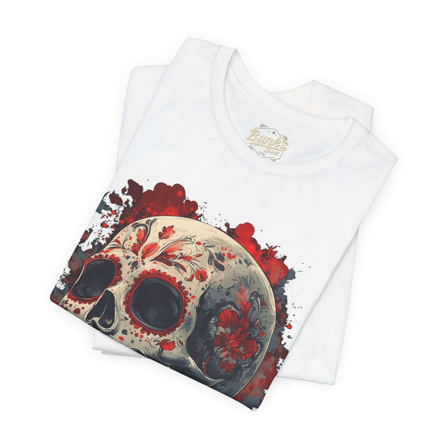 Crimson Calavera - Day of the Dead Floral Skull