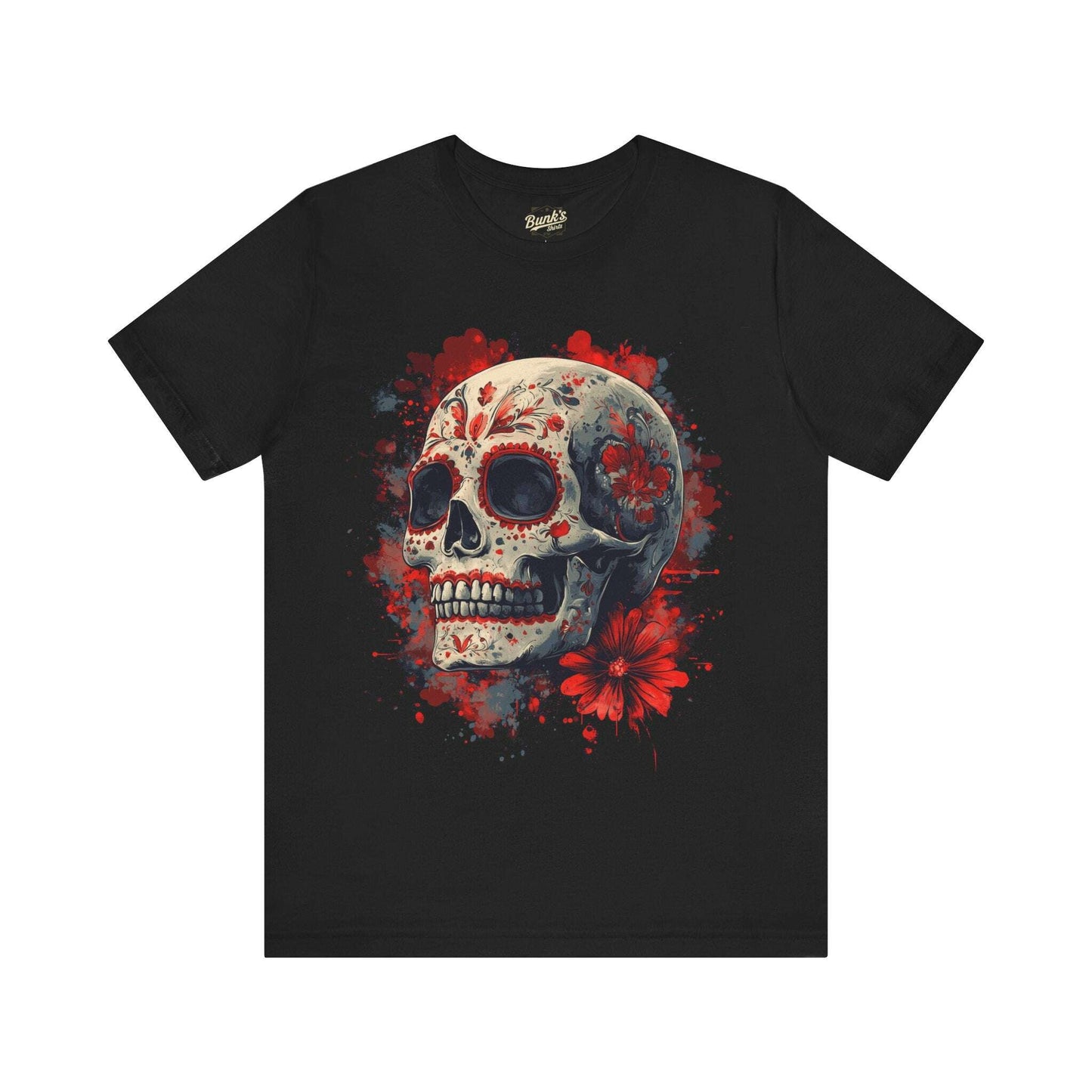 Crimson Calavera - Day of the Dead Floral Skull