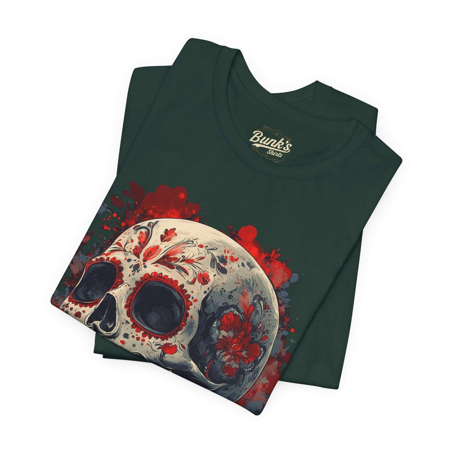 Crimson Calavera - Day of the Dead Floral Skull