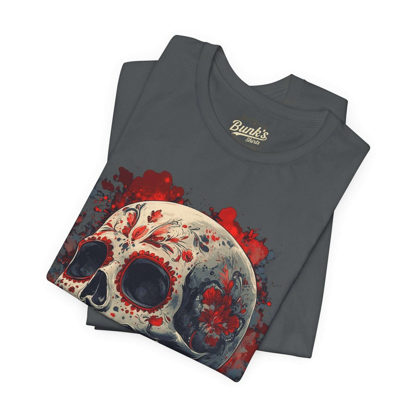 Crimson Calavera - Day of the Dead Floral Skull