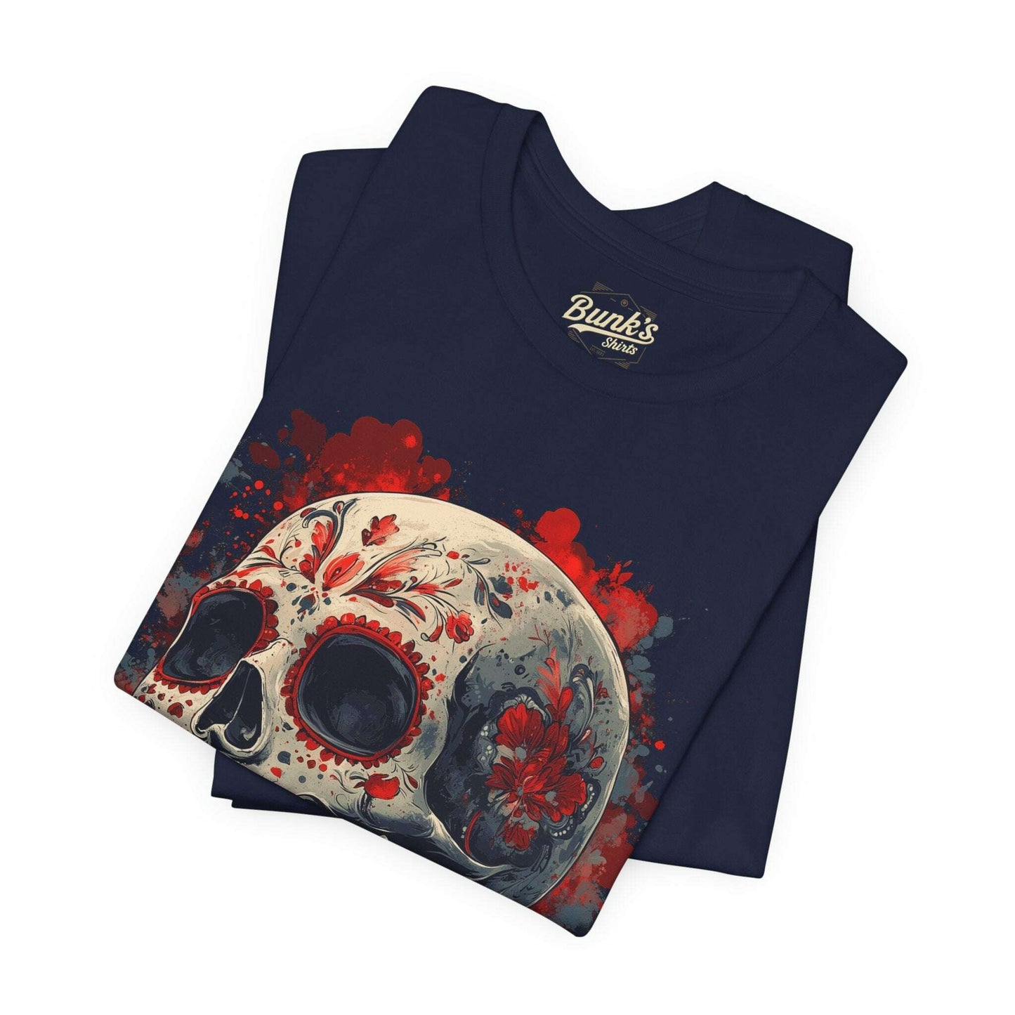 Crimson Calavera - Day of the Dead Floral Skull