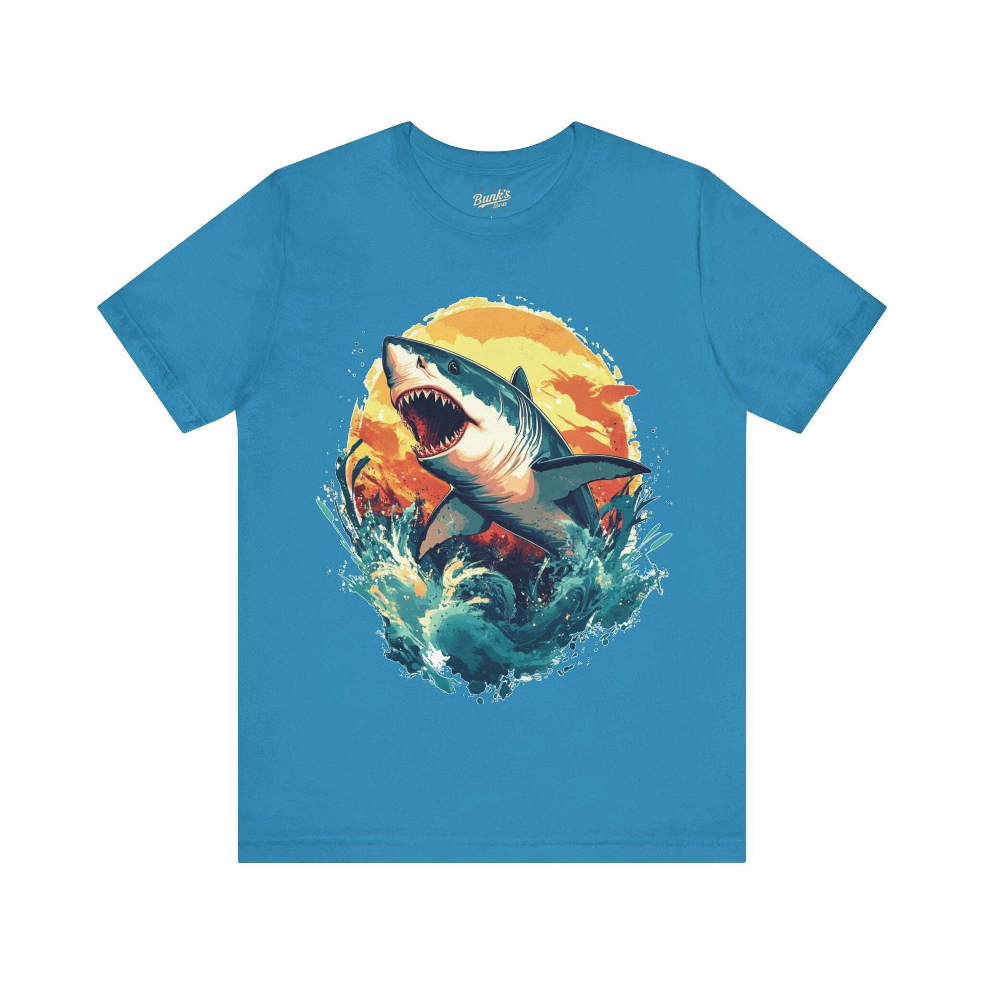 Great White Shark - Retro Ocean Sunset - Bunk's Shirts