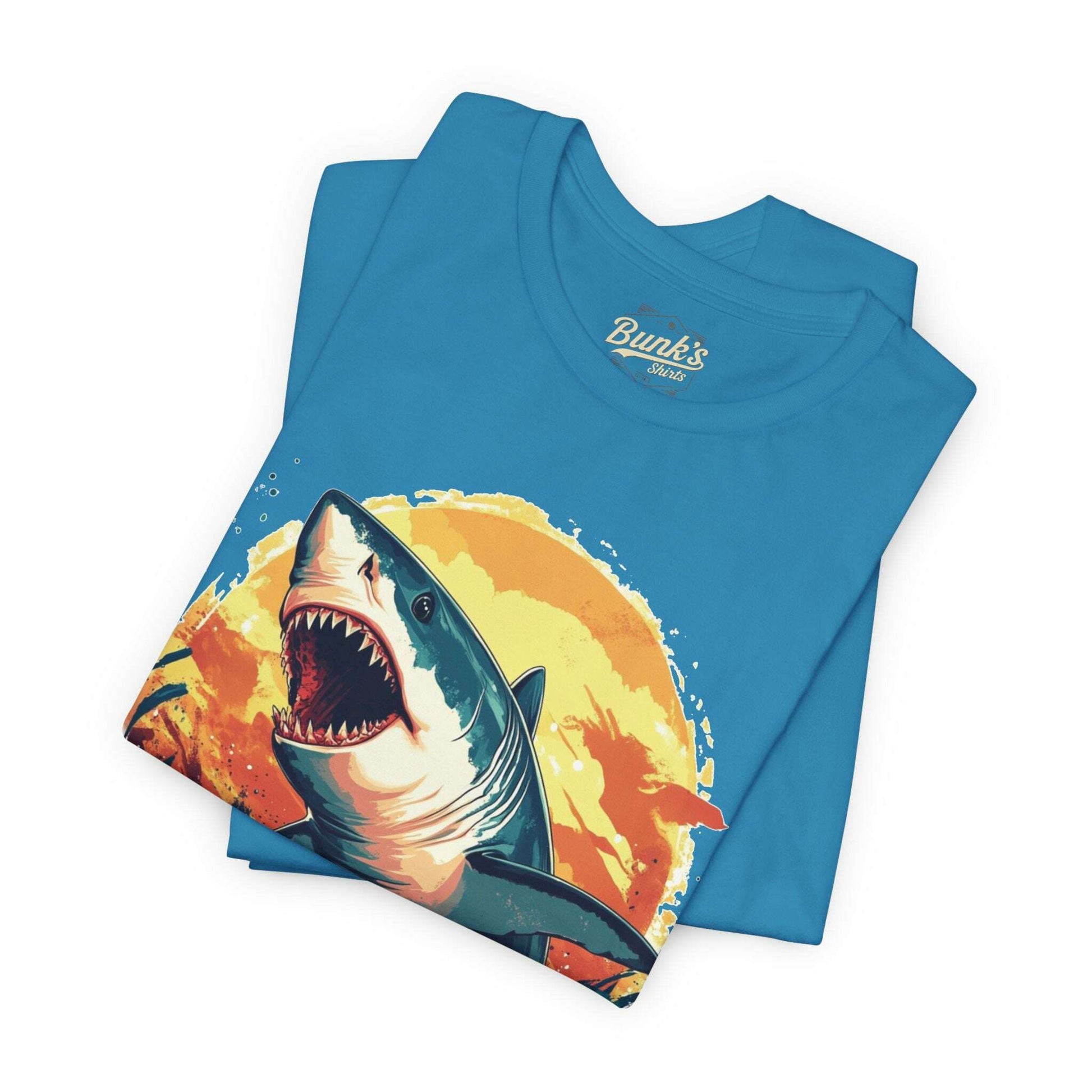 Great White Shark - Retro Ocean Sunset - Bunk's Shirts