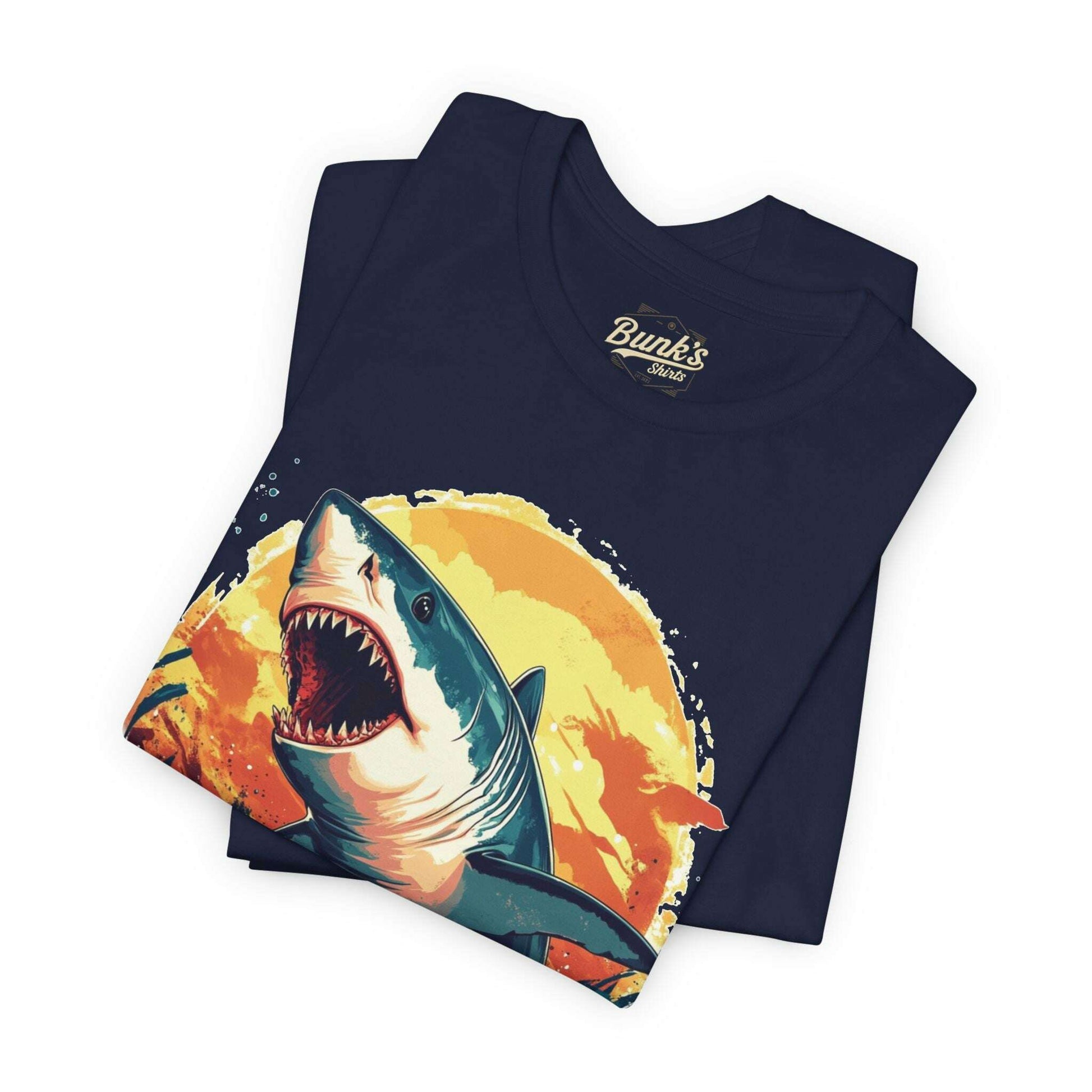 Great White Shark - Retro Ocean Sunset - Bunk's Shirts