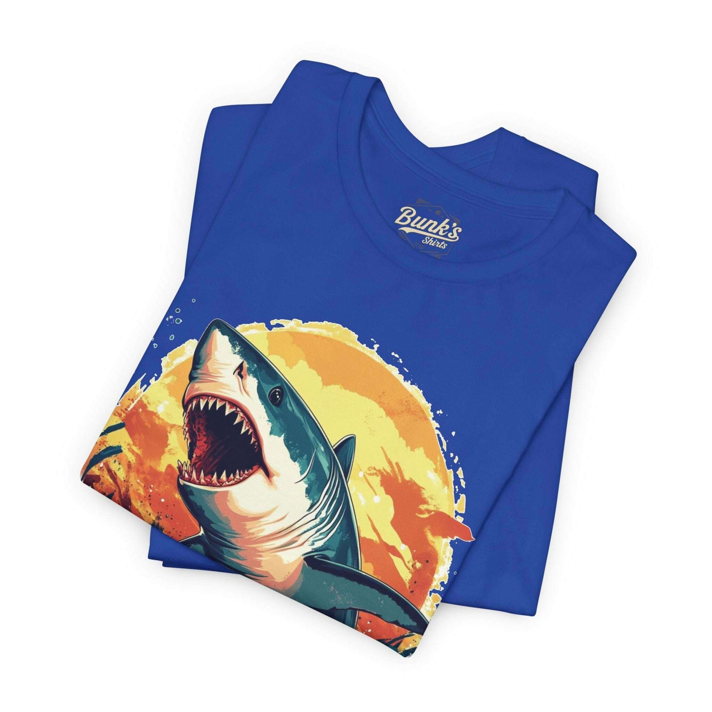 Great White Shark - Retro Ocean Sunset - Bunk's Shirts