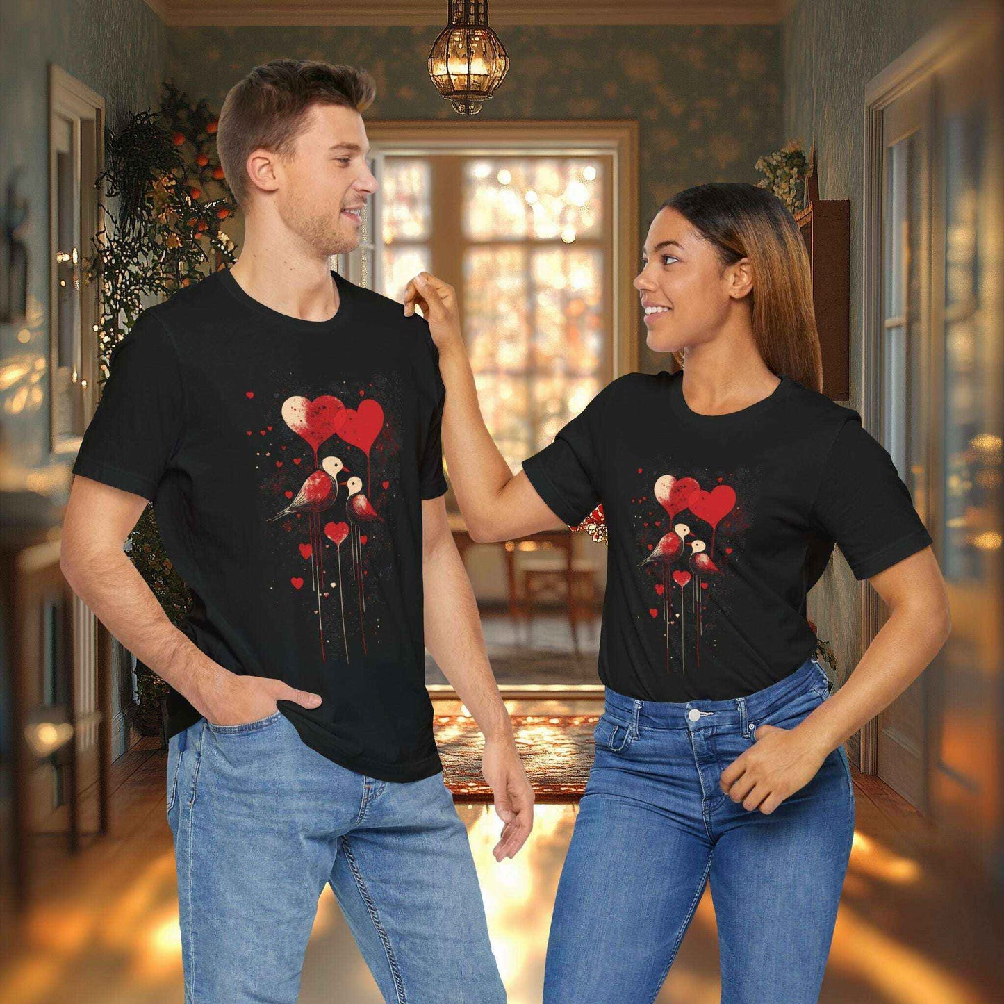 Love Birds - Romantic Birds and Hearts Design