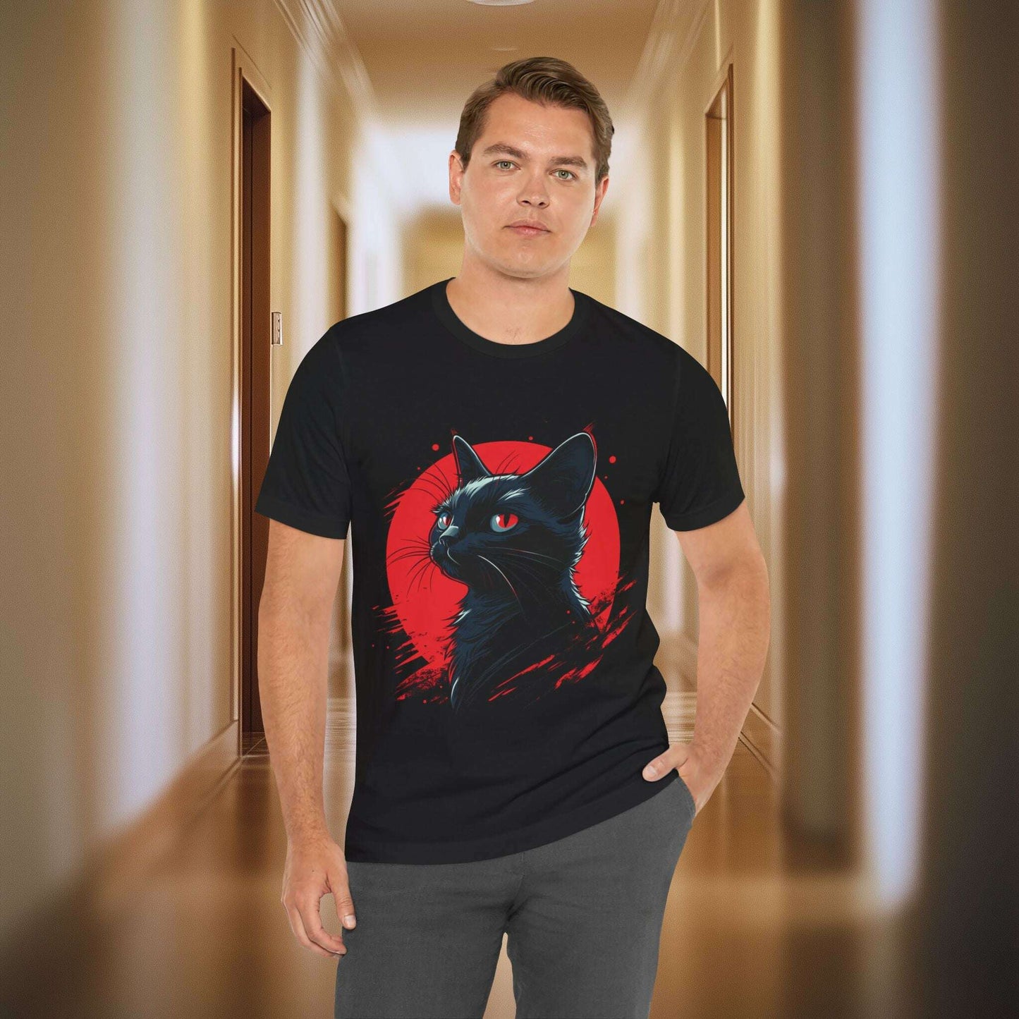 Mystical Black Cat - Red Moon - Bunk's Shirts