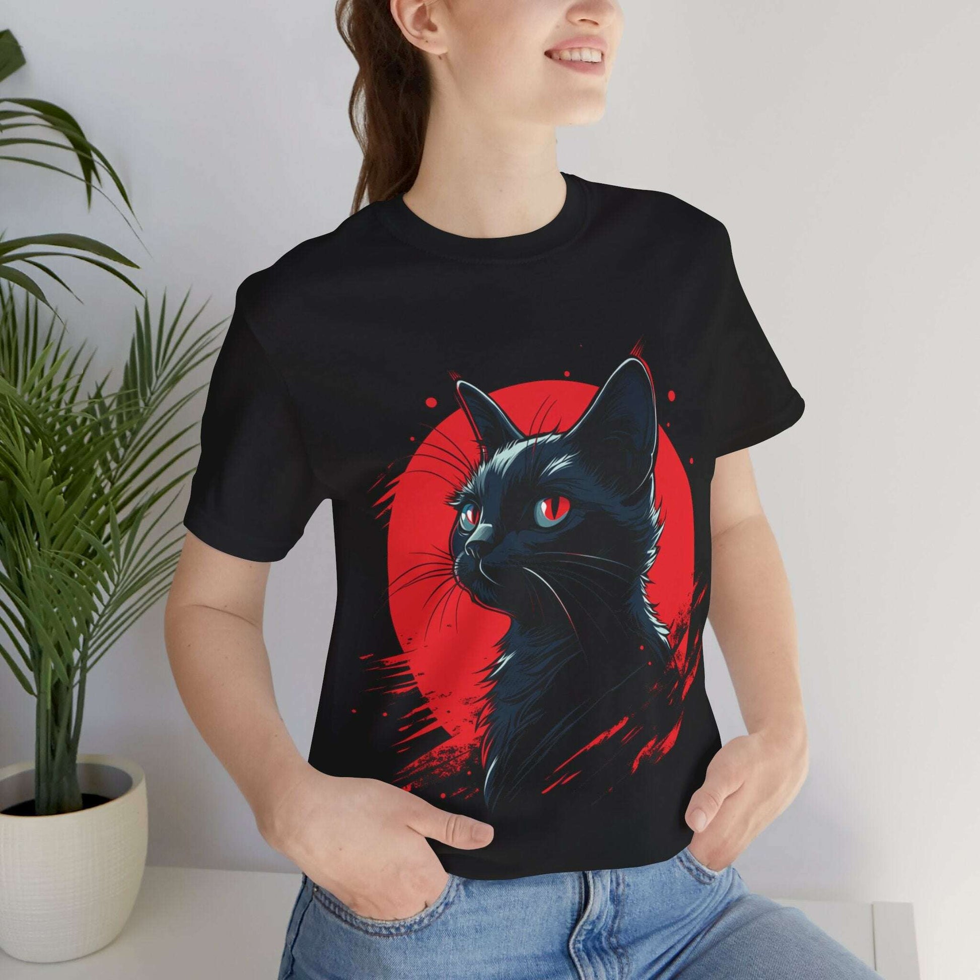 Mystical Black Cat - Red Moon - Bunk's Shirts